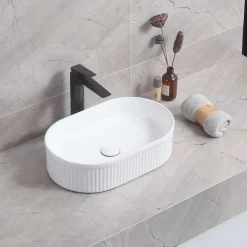 Lavabo à poser CORINTO OVALO céramique 49,5x13x31 cm blanc