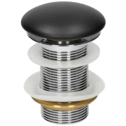 Lavabo à poser rond noir mat céramique avec garniture de vidage