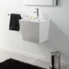 Lavabo à suspendre en céramique rectangle blanc contemporain