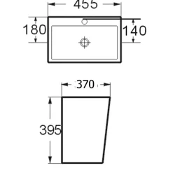 Lavabo à suspendre en céramique rectangle blanc contemporain