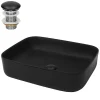 Lavabo a poser noir mat en céramique avec garniture de vidage 510x405x135 mm