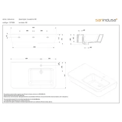 Lavabo Advance céramique traditionnelle SANINDUSA 90x52 blanc