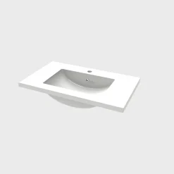 Lavabo blanc 81x47x17.5 cm, Lavabo rectangulaire en marbre artificiel, AICA SANITAIRE