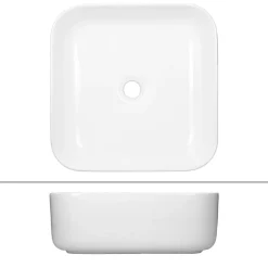 Lavabo carré ceramique vasque a poser salle de bain lave-mains blanc 390x390 cm