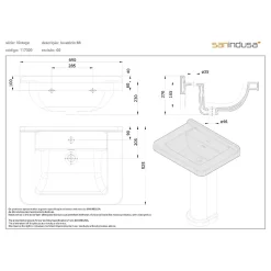Lavabo 68cm céramique traditionnelle SANINDUSA Vintage blanc (compatible avec la colonne Vintage non incluse)