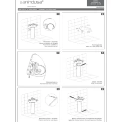 Lavabo 55cm mural céramique traditionnelle SANINDUSA Aveiro 2 trous et trou chaine Aveiro blanc