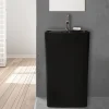 Lavabo colonne en céramique à poser, l.46 x H.85 x P.34 cm, noir, Homesight Elmo