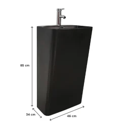 Lavabo colonne en céramique à poser, l.46 x H.85 x P.34 cm, noir, Homesight Elmo