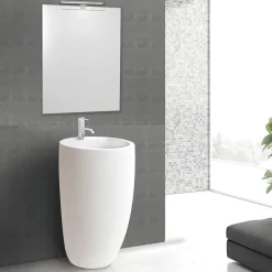 Lavabo colonne en céramique à poser, l.52 x H.85 cm, blanc, Homesight Icone