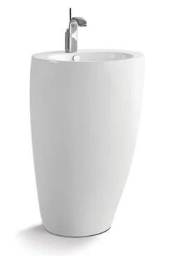 Lavabo colonne en céramique à poser, l.52 x H.85 cm, blanc, Homesight Icone