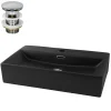 Lavabo céramique noir avec garniture de vidage lave-mains moderne 605x365x130 mm