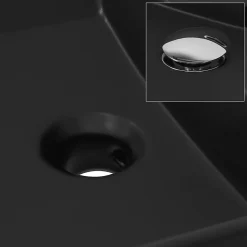 Lavabo céramique noir avec garniture de vidage lave-mains moderne 605x365x130 mm