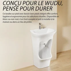 Lavabo d'ablutions Méca - Bassin Lavage des pieds Wudu Blanc - DILECI