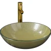 Lavabo de bain avec robinet et verre transparent Helloshop26