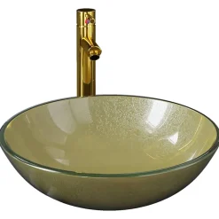 Lavabo de bain avec robinet et verre transparent Helloshop26
