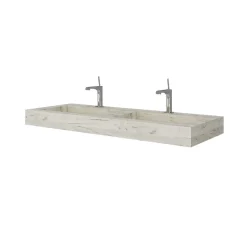 Lavabo De Salle De Bain Avec 2 Vasques 120 Cm En Hpl Effet Glace