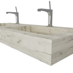Lavabo De Salle De Bain Avec 2 Vasques 120 Cm En Hpl Effet Glace