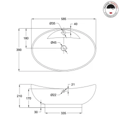 Lavabo De Salle De Bain En Céramique Blanche De Forme Ovale