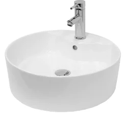 Lavabo en ceramique blanc vasque a poser rond Evier moderne toilette 460x155mm