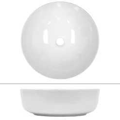 Lavabo en ceramique blanc vasque a poser rond Evier design moderne 400x400mm