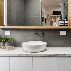 Lavabo en ceramique blanc vasque a poser rond Evier design moderne 400x400mm
