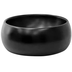 Lavabo en ceramique noir mat vasque a poser ronde pour salle de bain 400x155 mm