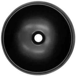 Lavabo en ceramique noir mat vasque a poser ronde pour salle de bain 400x155 mm