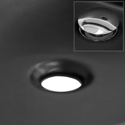 Lavabo en ceramique noir mat vasque a poser ronde pour salle de bain 400x155 mm