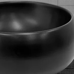 Lavabo en ceramique noir mat vasque a poser ronde pour salle de bain 400x155 mm