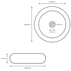 Lavabo en ceramique noir mat vasque a poser ronde pour salle de bain 400x155 mm
