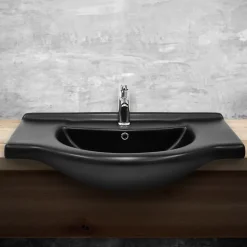 Lavabo en ceramique noir mat vasque encastre pour salle de bain 870x505x225 mm