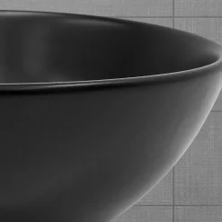 Lavabo en ceramique noir mat vasque a poser ronde pour salle de bain 280x150 mm