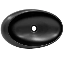 Lavabo en ceramique noir mat vasque a poser pour salle de bain 585x375x145 mm