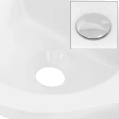 Lavabo en ceramique ovale blanc Evier avec trou pour robinet a droite 445x225 mm