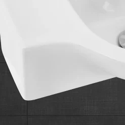 Lavabo en ceramique ovale blanc Evier avec trou pour robinet a droite 445x225 mm