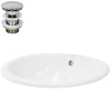 Lavabo en céramique blanc avec garniture de vidage et trop-plein