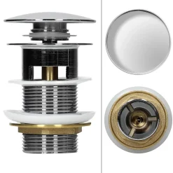 Lavabo en céramique blanc avec garniture de vidage et trop-plein