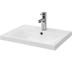 Lavabo en céramique blanc avec garniture de vidage et trop-plein 510x415x155 mm