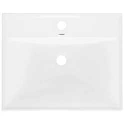 Lavabo en céramique blanc avec garniture de vidage et trop-plein 510x415x155 mm