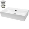Lavabo en céramique blanc avec garniture de vidage vasque à poser 515 x 360 mm