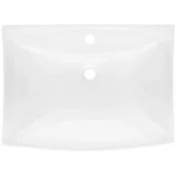 Lavabo en céramique blanc avec garniture de vidage lave-mains moderne 605x165 mm