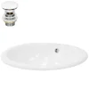 Lavabo en céramique blanc avec garniture de vidage et trop-plein