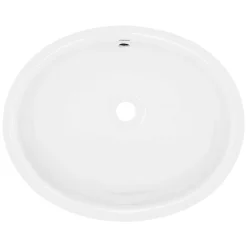 Lavabo en céramique blanc avec garniture de vidage et trop-plein