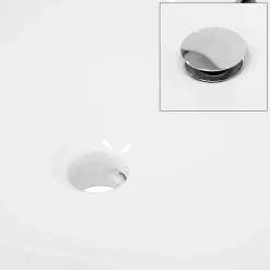 Lavabo en céramique blanc avec garniture de vidage et trop-plein
