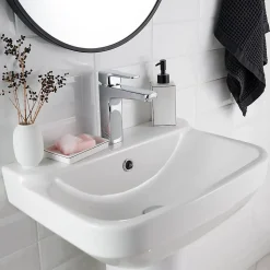 Lavabo en céramique, blanc, l.55 cm Teesta GoodHome