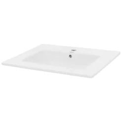 Lavabo en céramique blanc avec garniture de vidage vasque encastrer 610x465 mm