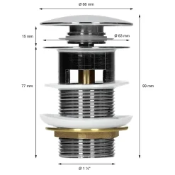 Lavabo en céramique blanc avec garniture de vidage vasque encastrer 610x465 mm