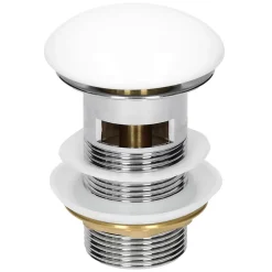 Lavabo en céramique blanc avec garniture de vidage et trop-plein