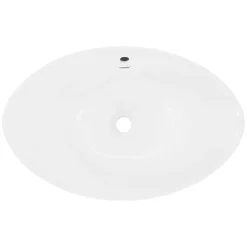 Lavabo en céramique blanc avec garniture de vidage lave-mains moderne 590x390 mm