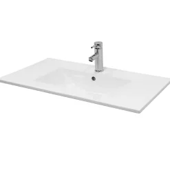 Lavabo en céramique blanc avec garniture de vidage lave-mains moderne 710x465 mm